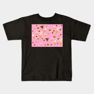 More Kawaii Desserts on Pink Kids T-Shirt